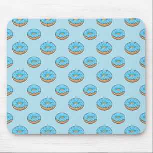 Blue Frosted Donut with Sprinkles Cartoon Mouse Mat