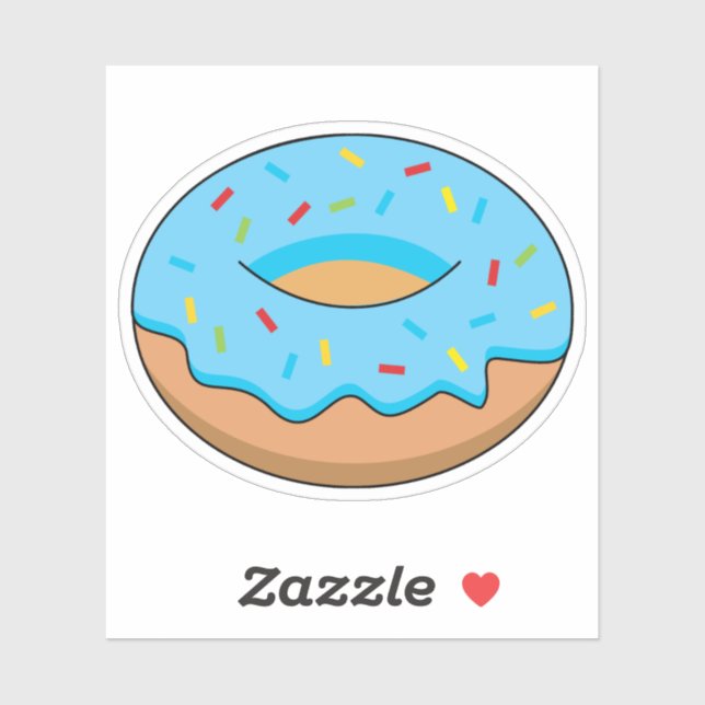 Blue Frosted Doughnut with Sprinkles Cartoon (Sheet)
