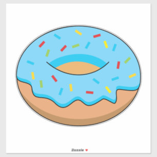 Blue Frosted Doughnut with Sprinkles Cartoon