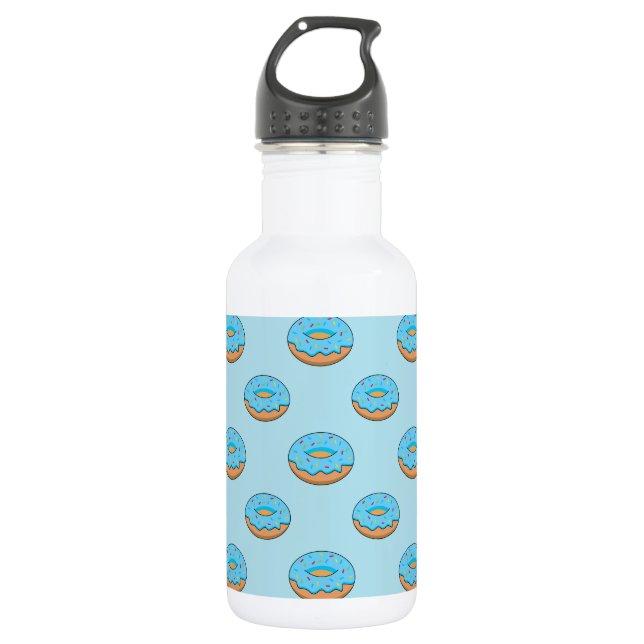 Blue Frosted Doughnut with Sprinkles Cartoon 532 Ml Water Bottle (Front)