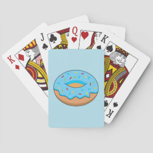 Blue Frosted Doughnut with Sprinkles Cartoon Playing Cards