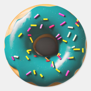 Blue Frosted Doughnut with Sprinkles Classic Round Sticker