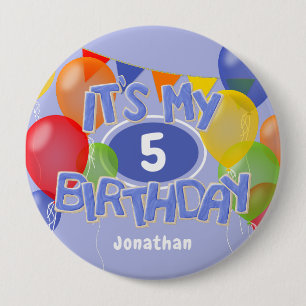 blue frosting cookies w balloons its my birthday 10 cm round badge
