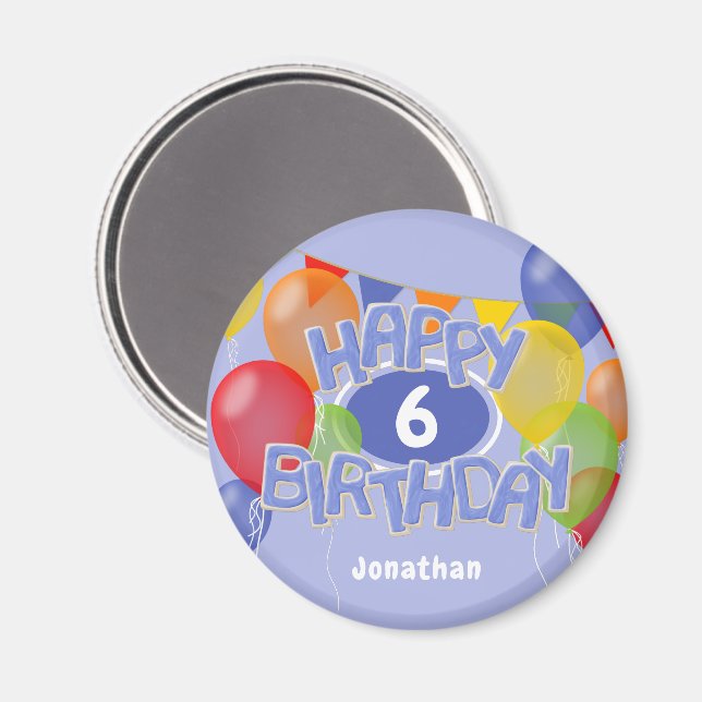 blue frosting cutout cookies w balloons birthday magnet (Front/Back)