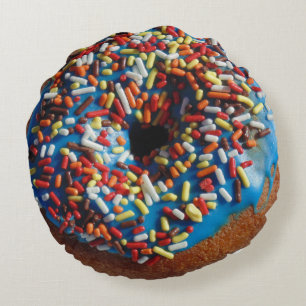 Blue frosting with sprinkles doughnut pillow
