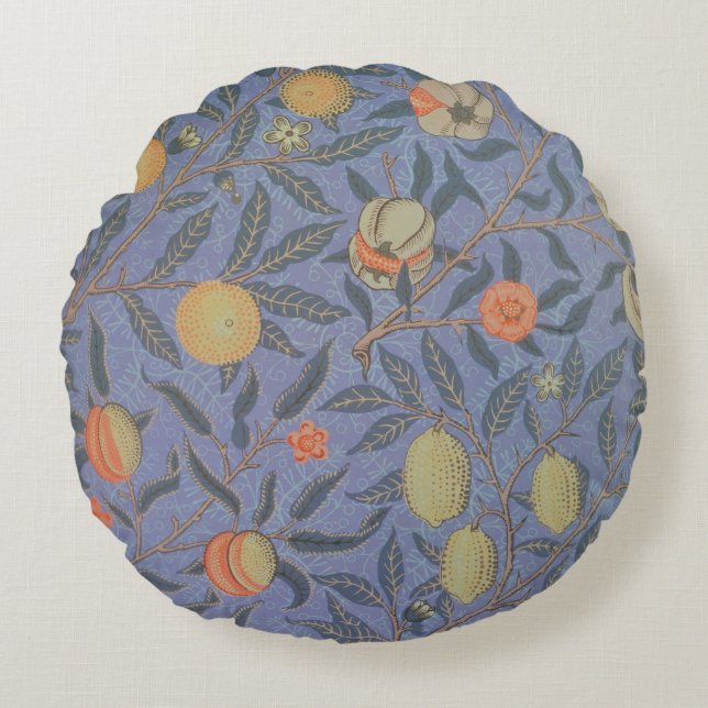 Blue Fruit' or 'Pomegranate' Round Cushion (Front)