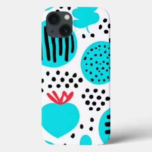 Blue Fruit Patterns Painting Art. Buy Now iPhone 13 Case