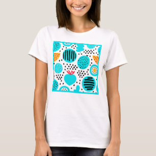 Blue Fruit Patterns Painting Art. Buy Now T-Shirt