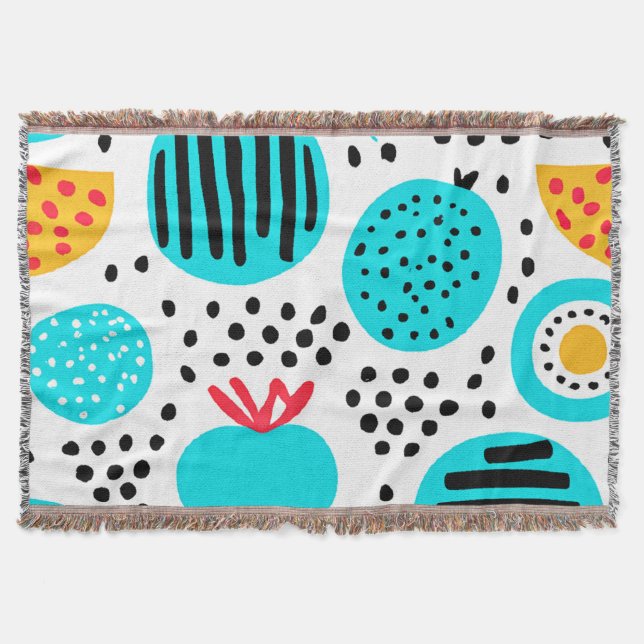 Blue Fruit Patterns Painting Art. Buy Now Throw Blanket (Front)