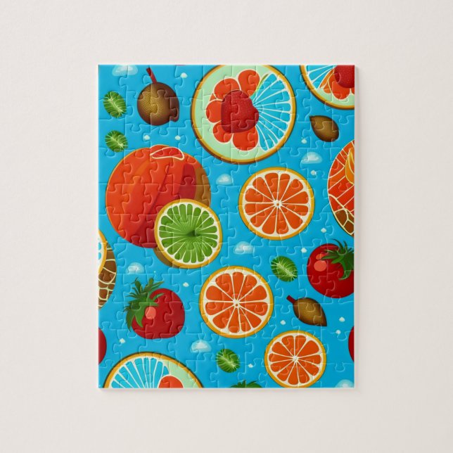 Blue Fruits Pattern Jigsaw Puzzle (Vertical)