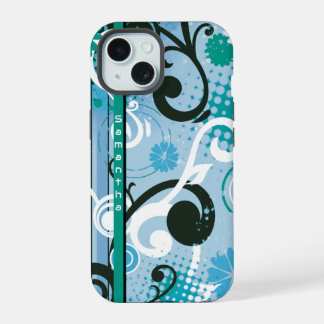 Blue Frutiger Metro Floral iPhone 15 Case