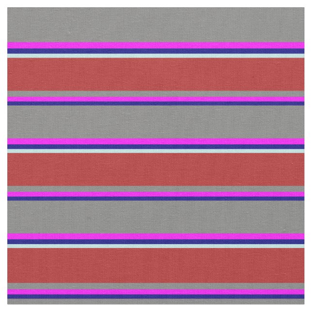 Blue, Fuchsia, Grey, Red & Turquoise Coloured Fabric (Close Up)