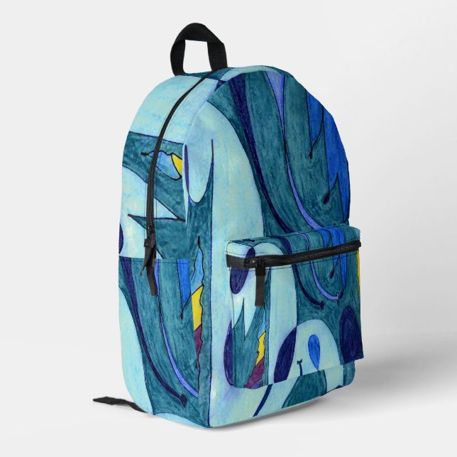 Blue Fumes Printed Backpack (Back Corner Left)
