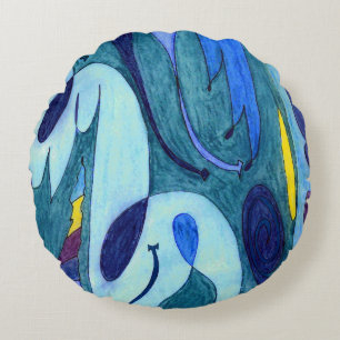 Blue Fumes Round Cushion