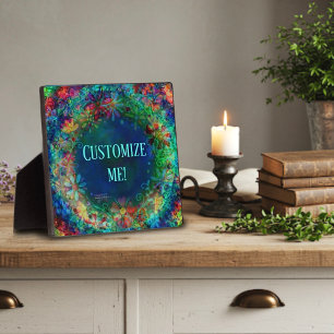 Blue Fun Floral Pretty Boho Inspirivity Plaque