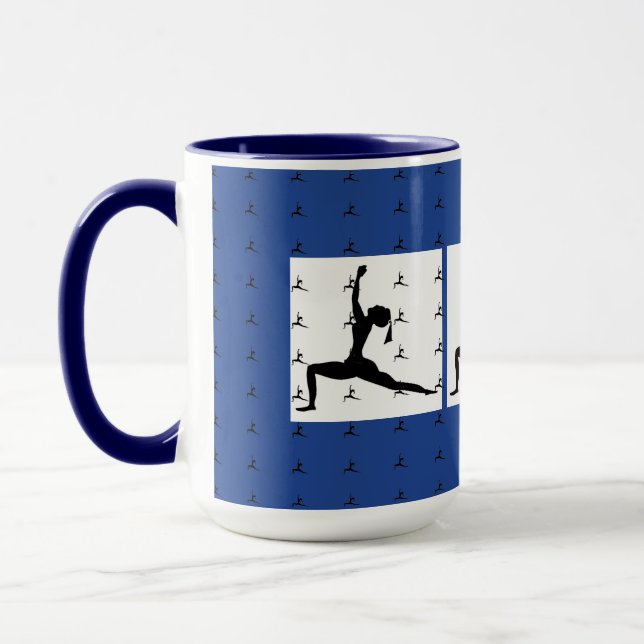 Blue -Fun Yoga Designs Combo Coffee Mug/ Cup (Left)