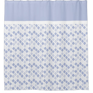 Blue Funky Diamond Geometric Pattern Shower Curtain