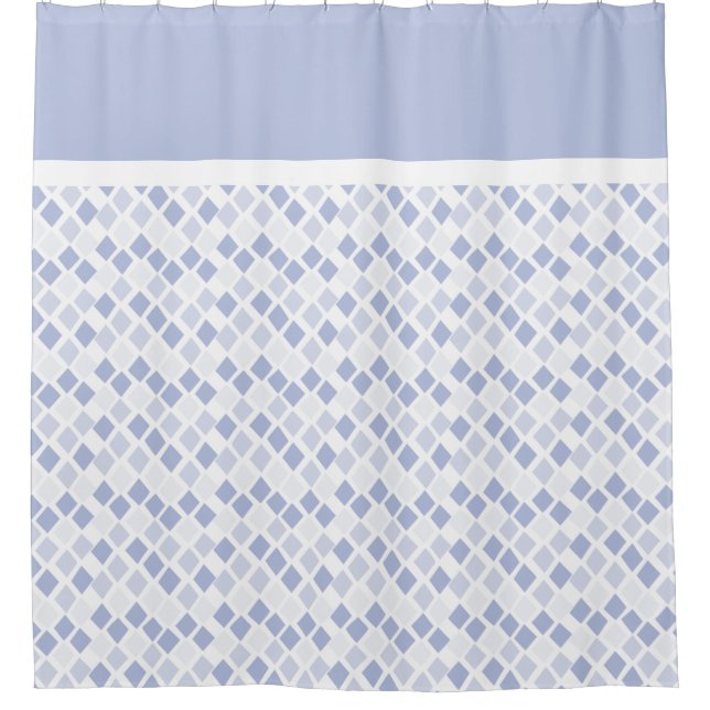 Blue Funky Diamond Geometric Pattern Shower Curtain (Front)