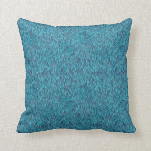 Blue funky fur pillow