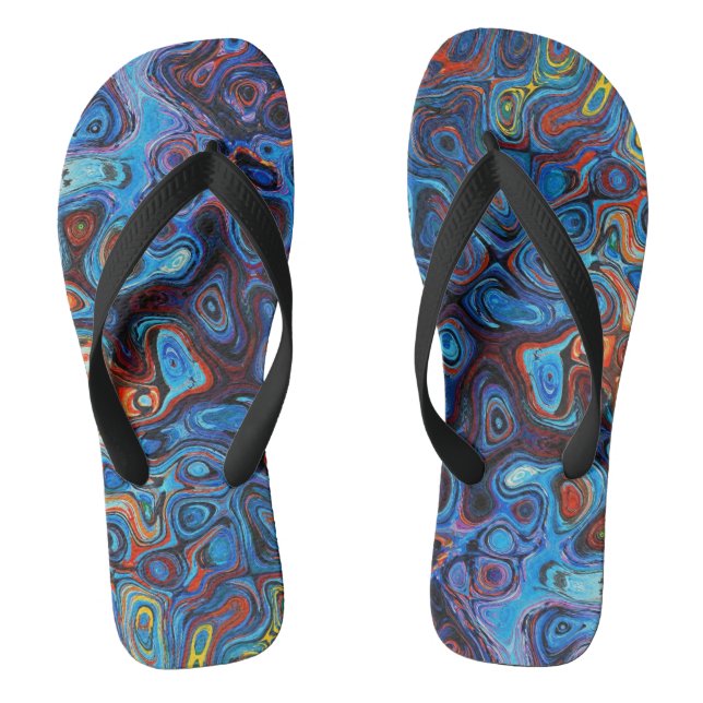 Blue funky print flip flops (Footbed)