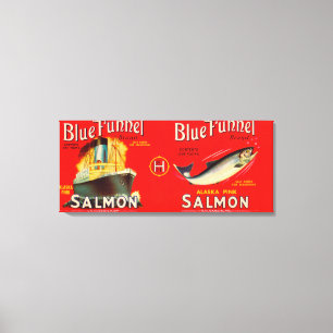 Blue Funnel Brand Salmon Label- Seattle, WA Canvas Print