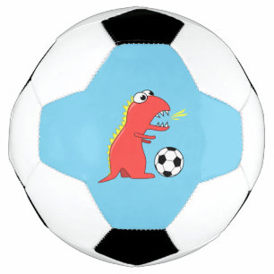 Blue Funny Cartoon Dinosaur Soccer Football