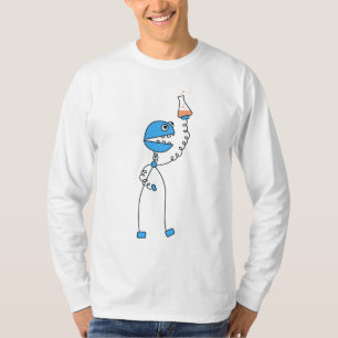 Blue Funny Cartoon Robot Chemistry T-Shirt