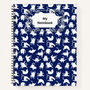 Blue Funny Cat In Yoga Sports Notebook