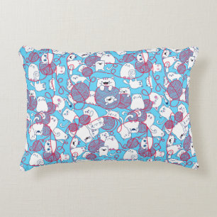 Blue Funny Cute Knitting Kitten Ball Decorative Cushion