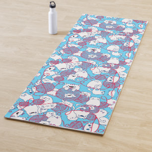 Blue Funny Cute Knitting Kitten Ball Yoga Mat