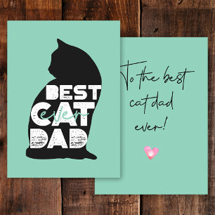 Blue Funny Father's Day Best Cat Dad Ever Holiday Card