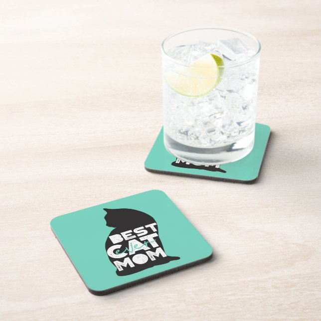 Blue Funny Mother's Day Best Cat Mum Ever Coaster (Right Side)