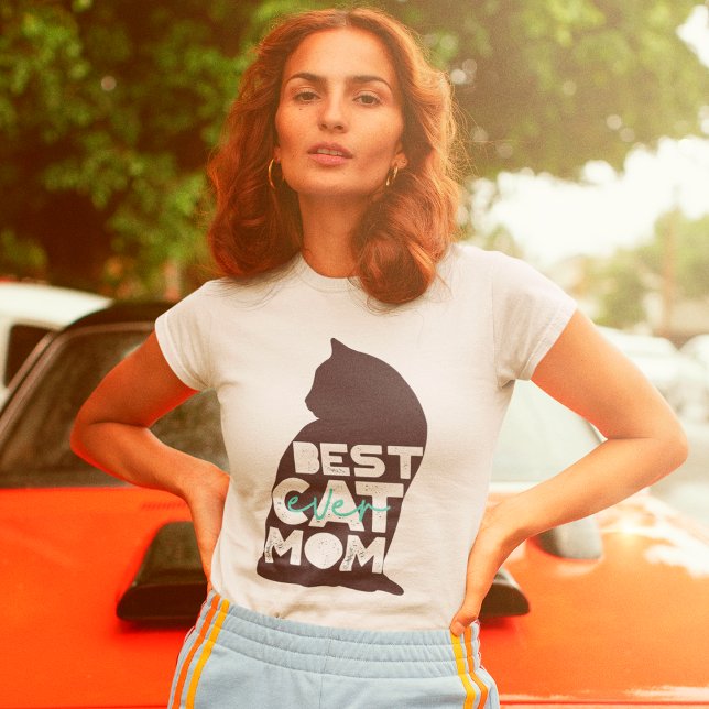 Blue Funny Mother's Day Best Cat Mum Ever T-Shirt (Creator Uploaded)