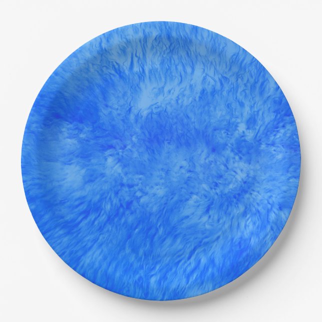 Blue Fur Frenzy Paper Plate (Front)
