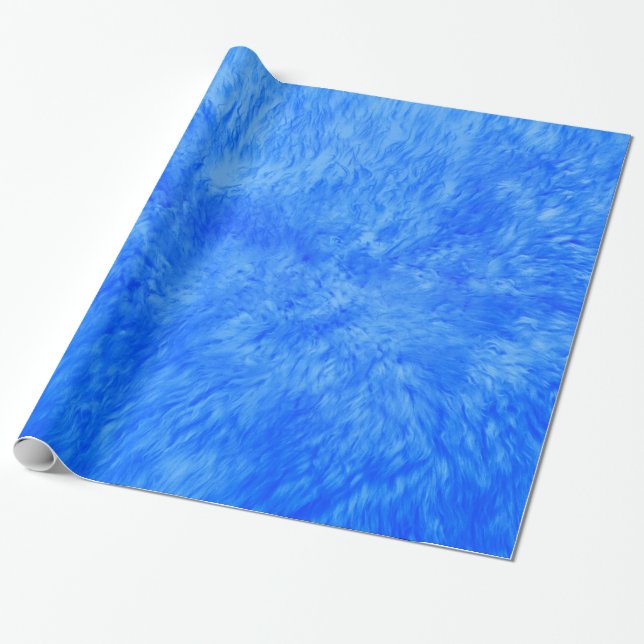 Blue Fur Frenzy Wrapping Paper (Unrolled)