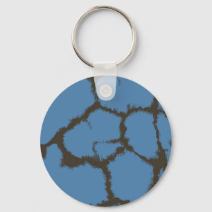 Blue Fur Giraffe Pattern Key Ring