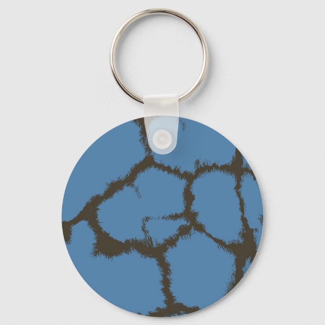 Blue Fur Giraffe Pattern Key Ring (Front)