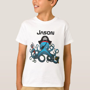 Blue furious Octopus Pirate T-Shirt
