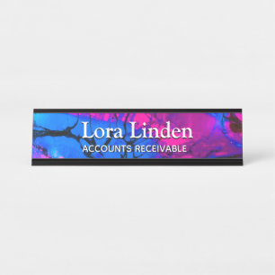 Blue Fuscia Acrylic Flow Art Desk Nameplate
