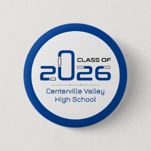 Blue Futuristic Class of 2026 6 Cm Round Badge
