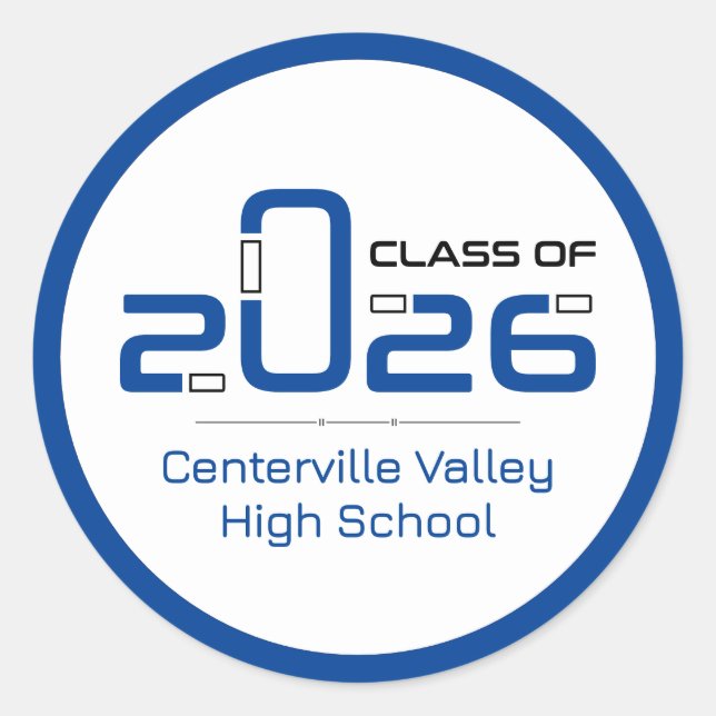 Blue Futuristic Class of 2026 Classic Round Sticker (Front)