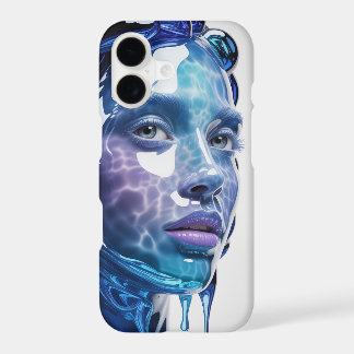 Blue Futuristic Woman Portrait Phone Case