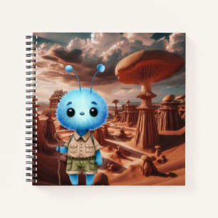 Blue Fuzzy Alien Hiker Notebook