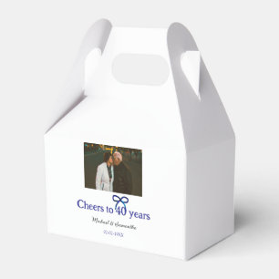 Blue g bow cheers to 40 years anniversary wedding favour box