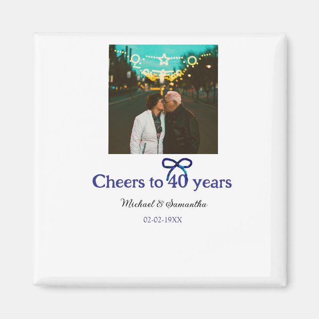 Blue g bow cheers to 40 years anniversary wedding  magnet (Front)