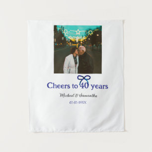 Blue g bow cheers to 40 years anniversary wedding tapestry