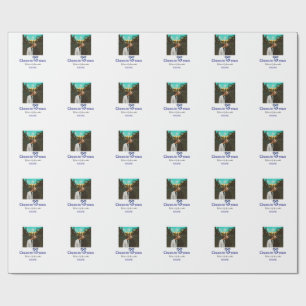 Blue g bow cheers to 40 years anniversary wedding wrapping paper