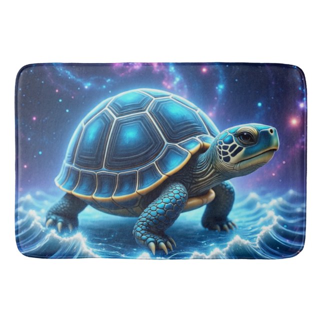 Blue Galactic Sea Turtle Bath Mat (Front)