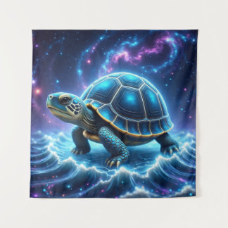 Blue Galactic Sea Turtle Tapestry