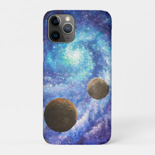 Blue galaxy and planets iPhone 11 pro case